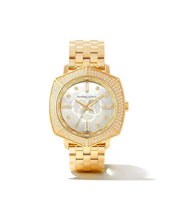 20Th Anniversary Dira Gold Diamond 38Mm Watch In Ivory Mother-Of-Pearl^Kendra Scott Clearance