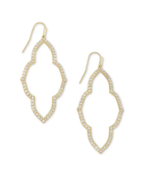 Abbie Gold Open Frame Earrings In White Crystal^Kendra Scott Fashion