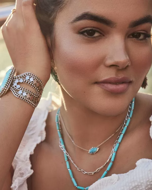 Abena Vintage Silver Statement Bracelet In Variegated Turquoise Magnesite^Kendra Scott Discount