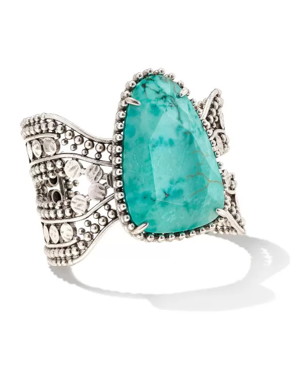 Abena Vintage Silver Statement Bracelet In Variegated Turquoise Magnesite^Kendra Scott Discount