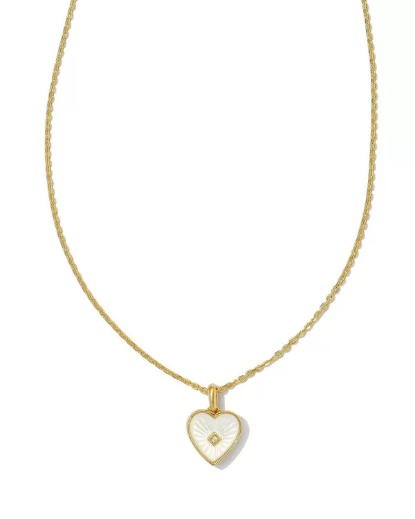 Adalynn 18K Gold Vermeil Heart Pendant Necklace In Ivory Mother-Of-Pearl^Kendra Scott Shop