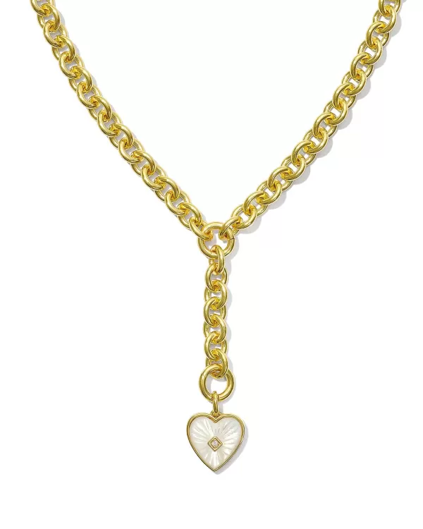Adalynn 18K Gold Vermeil Heart Y Necklace In Ivory Mother-Of-Pearl^Kendra Scott Store