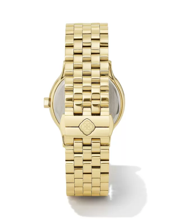 Alex Gold Tone Stainless Steel 35Mm Watch In Burgundy Quartz^Kendra Scott New