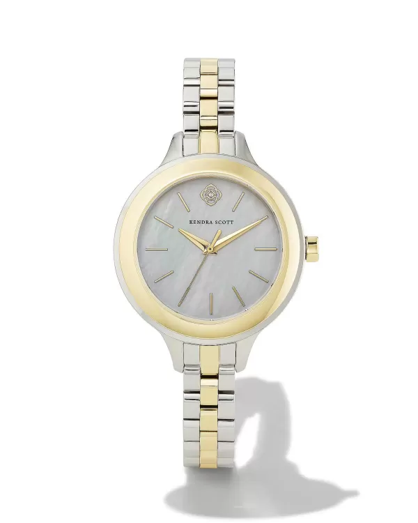 Alex Two Tone Stainless Steel 35Mm Narrow Watch In Ivory Mother-Of-Pearl^Kendra Scott Shop