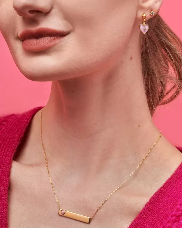Allison 18K Gold Vermeil Enamel Heart Pendant Necklace In Pink^Kendra Scott New