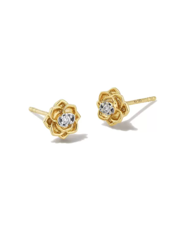 Ansel Rose 14K Yellow Gold Stud Earrings In White Diamond^Kendra Scott Fashion