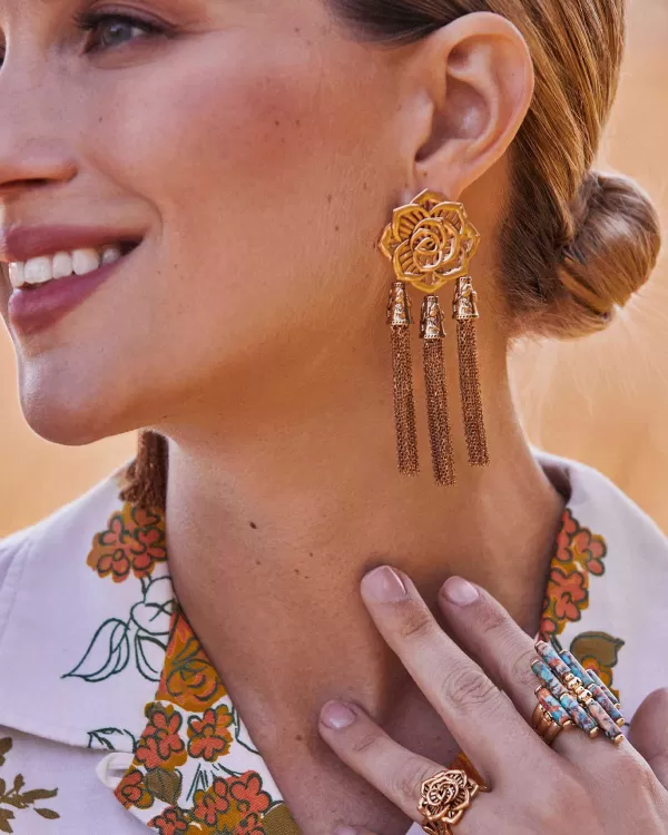Ansel Rose Statement Earrings In Vintage Gold^Kendra Scott Sale