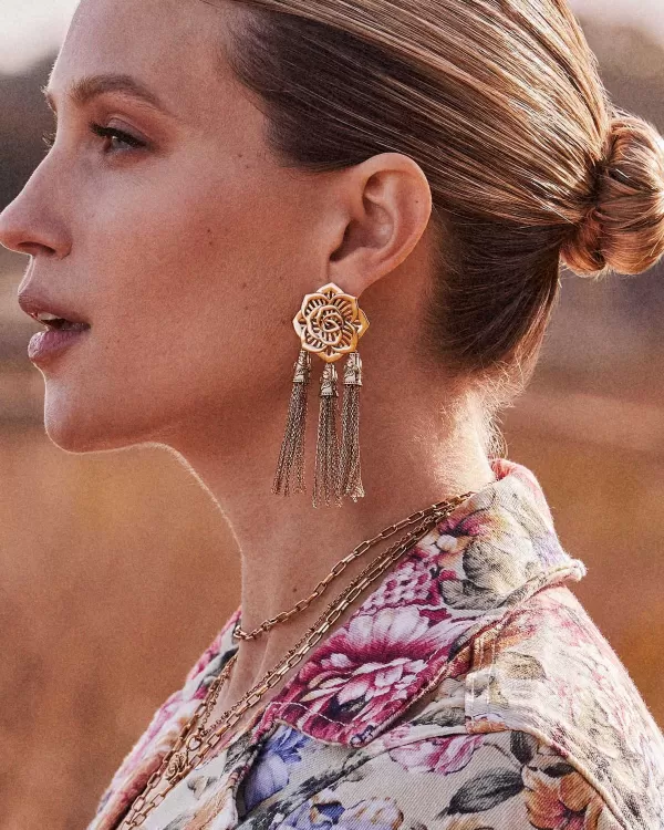 Ansel Rose Statement Earrings In Vintage Gold^Kendra Scott Sale