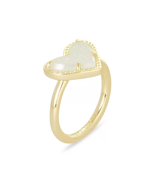 Ari Heart Gold Band Ring In Iridescent Drusy^Kendra Scott Hot