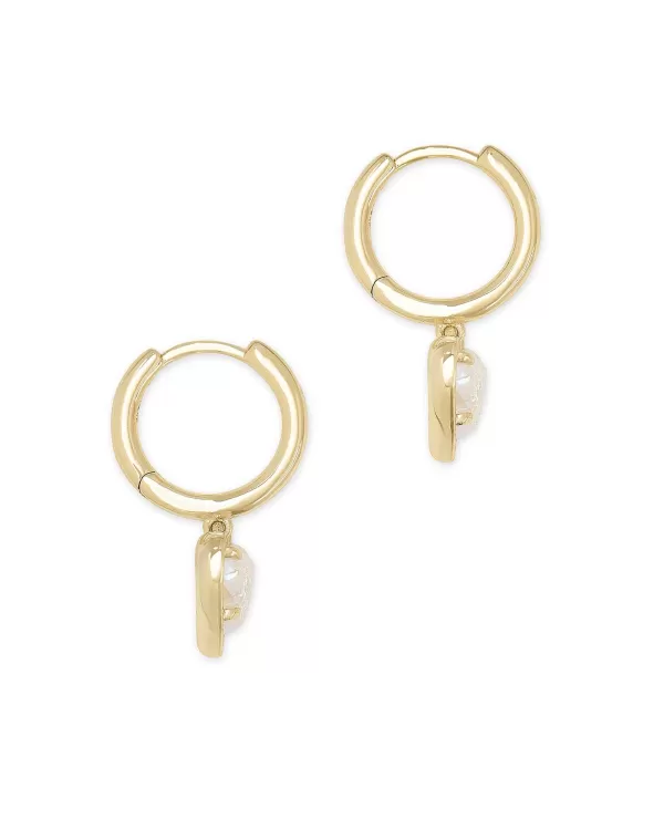 Ari Heart Gold Huggie Earrings In Iridescent Drusy^Kendra Scott Best