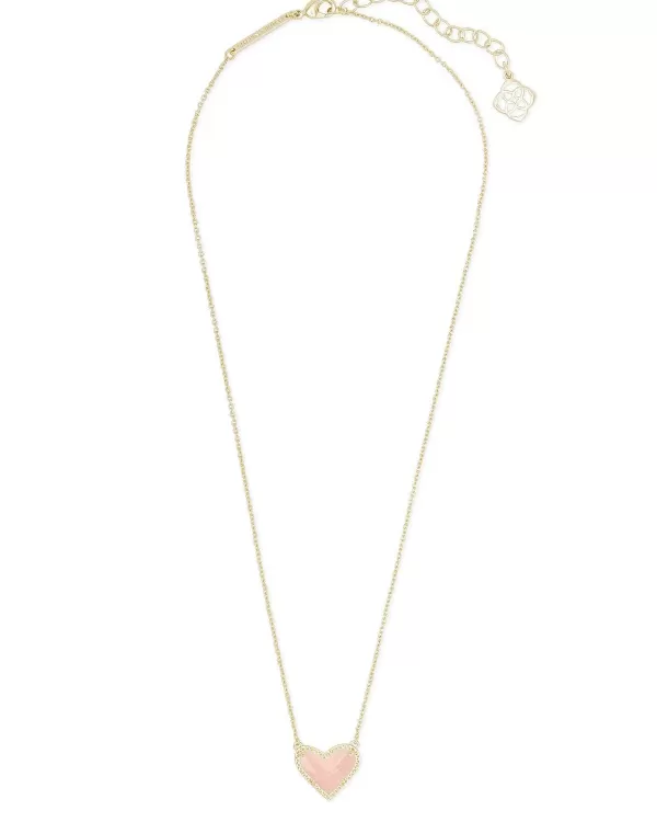 Ari Heart Gold Pendant Necklace In Rose Quartz^Kendra Scott Discount