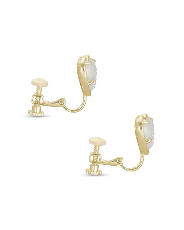Ari Heart Gold Stud Clip On Earrings In Iridescent Drusy^Kendra Scott Sale