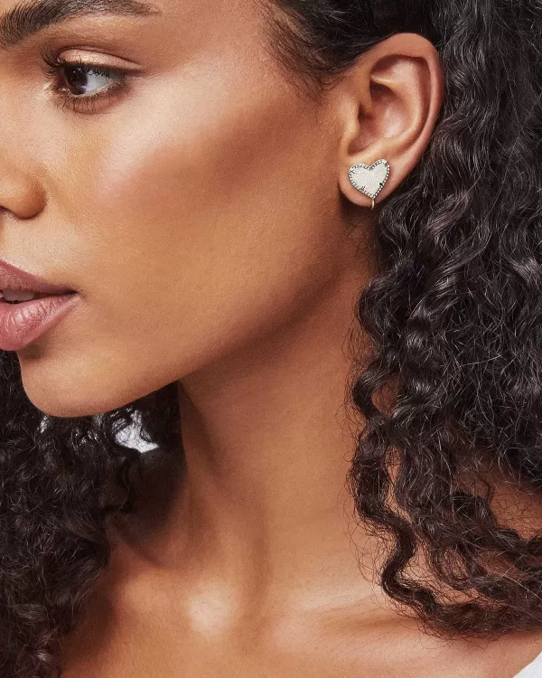Ari Heart Gold Stud Clip On Earrings In Iridescent Drusy^Kendra Scott Sale