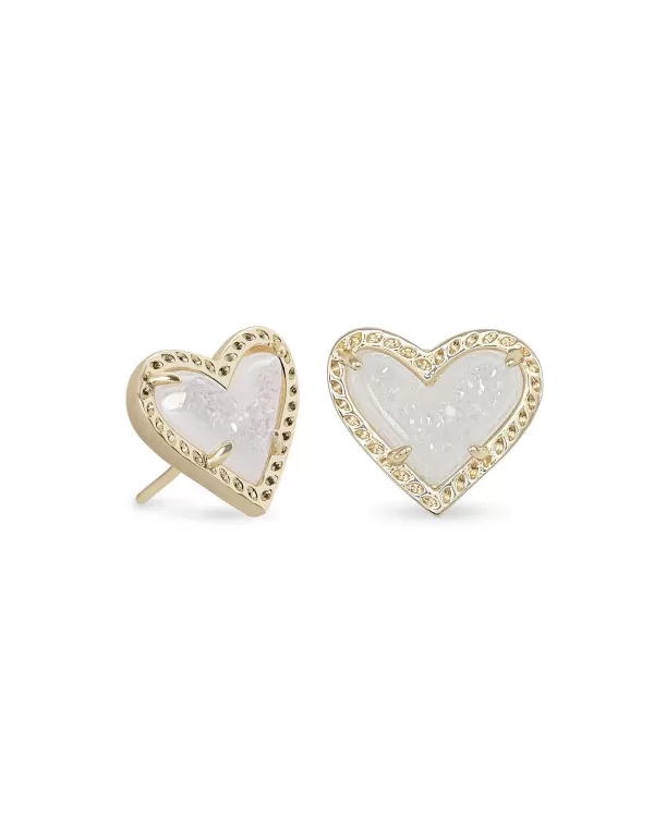 Ari Heart Gold Stud Earrings In Iridescent Drusy^Kendra Scott Store