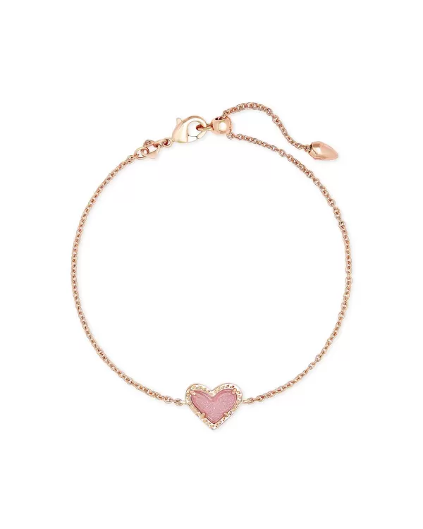 Ari Heart Rose Gold Chain Bracelet In Light Pink Drusy^Kendra Scott Fashion