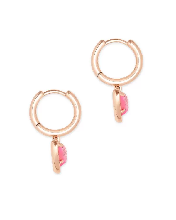 Ari Heart Rose Gold Huggie Earrings In Light Pink Drusy^Kendra Scott Flash Sale