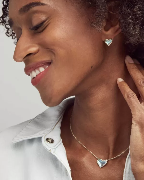 Ari Heart Rose Gold Stud Earrings In Light Pink Drusy^Kendra Scott Hot