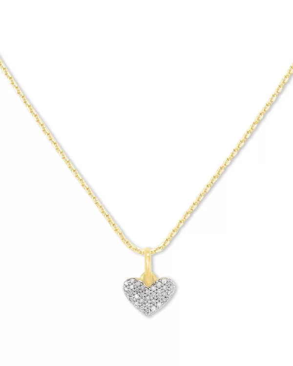 Ari Pave Heart 18K Yellow Gold Vermeil Charm Necklace In White Diamond^Kendra Scott Clearance