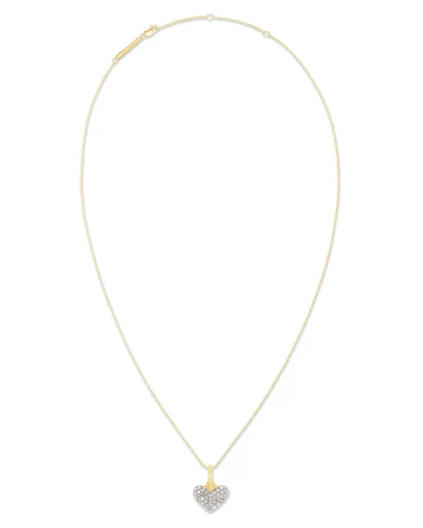 Ari Pave Heart 18K Yellow Gold Vermeil Charm Necklace In White Diamond^Kendra Scott Clearance