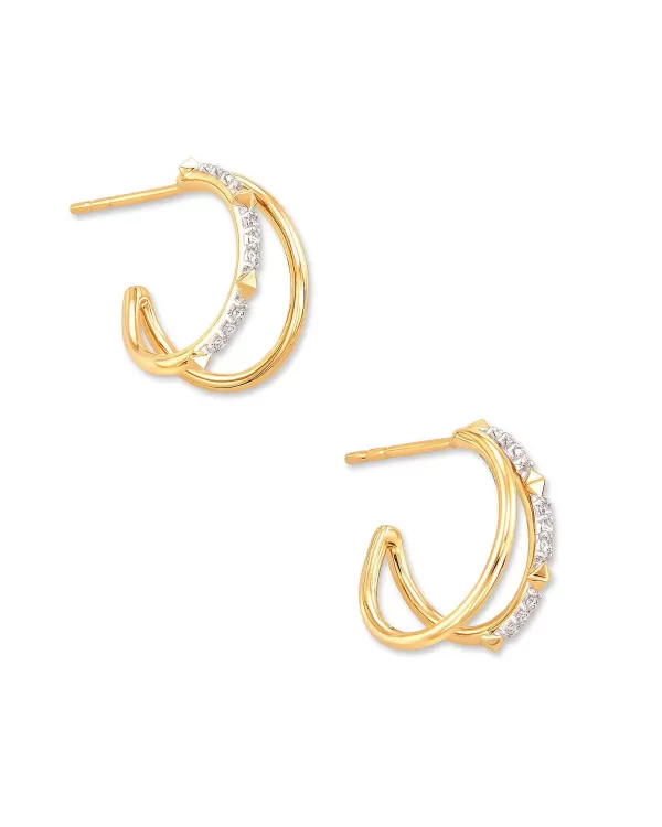 Astrid 14K Yellow Gold Split Hoop Earrings In White Diamond^Kendra Scott Sale