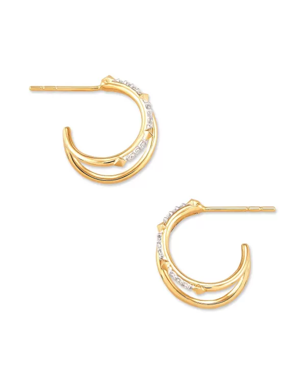 Astrid 14K Yellow Gold Split Hoop Earrings In White Diamond^Kendra Scott Sale