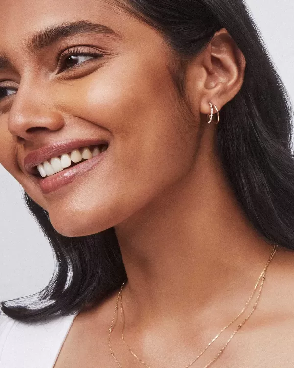 Astrid 14K Yellow Gold Split Hoop Earrings In White Diamond^Kendra Scott Sale