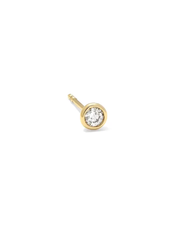 Audrey 14K Yellow Gold Medium Single Stud Earring In White Diamond^Kendra Scott Sale