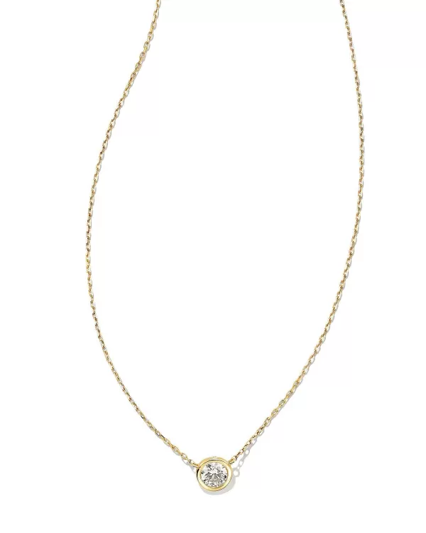 Audrey 14K Yellow Gold Pendant Necklace In White Diamond, .25Ct^Kendra Scott Discount