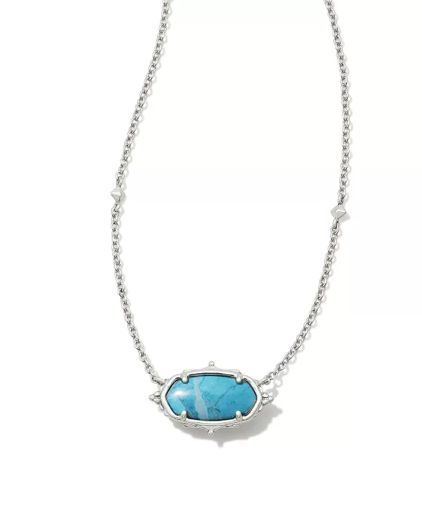 Baroque Elisa Vintage Silver Pendant Necklace In Variegated Dark Teal Magnesite^Kendra Scott Cheap