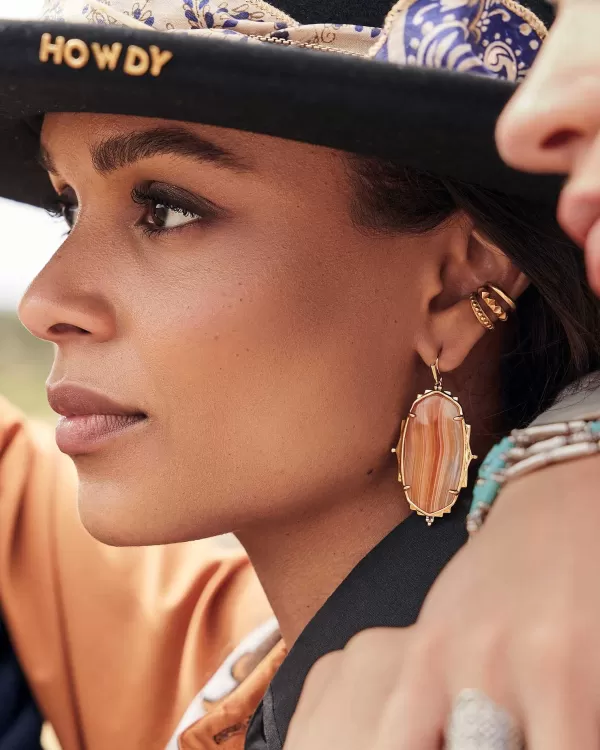 Baroque Ella Vintage Gold Drop Earrings In Orange Banded Agate^Kendra Scott Discount