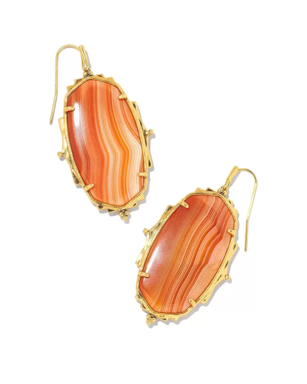 Baroque Ella Vintage Gold Drop Earrings In Orange Banded Agate^Kendra Scott Discount