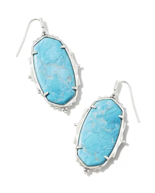 Baroque Ella Vintage Silver Drop Earrings In Variegated Dark Teal Magnesite^Kendra Scott Best Sale