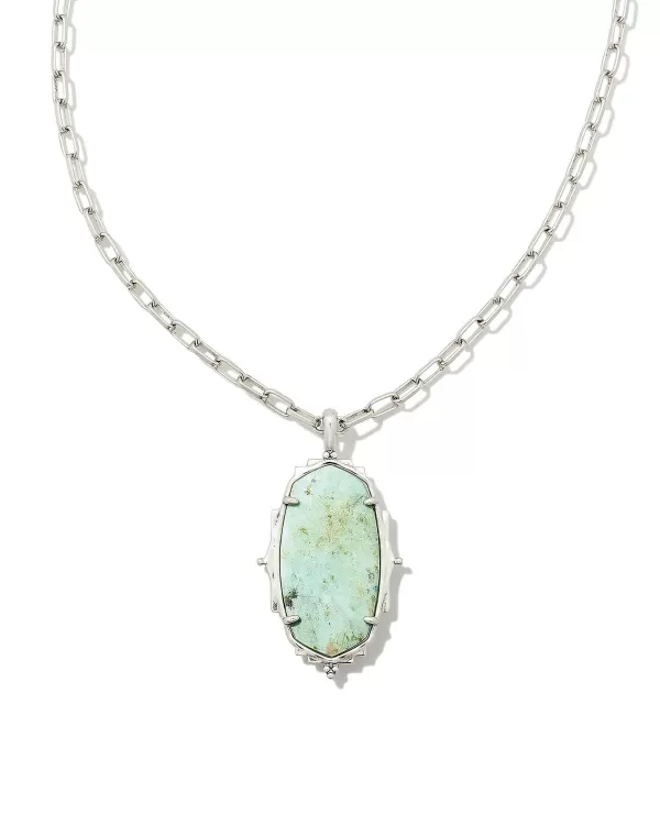 Baroque Vintage Silver Ella Long Pendant Necklace In Sea Green Chrysocolla^Kendra Scott Best