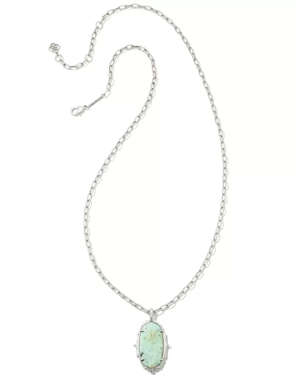 Baroque Vintage Silver Ella Long Pendant Necklace In Sea Green Chrysocolla^Kendra Scott Best
