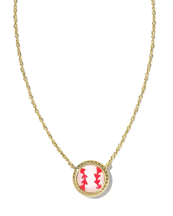 Baseball Gold Short Pendant Necklace In Ivory Mother-Of-Pearl^Kendra Scott Hot