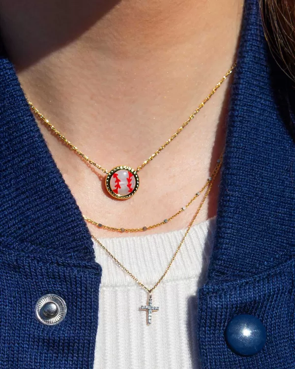 Baseball Gold Short Pendant Necklace In Ivory Mother-Of-Pearl^Kendra Scott Hot