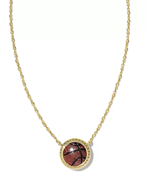 Basketball Gold Short Pendant Necklace In Orange Goldstone^Kendra Scott Sale