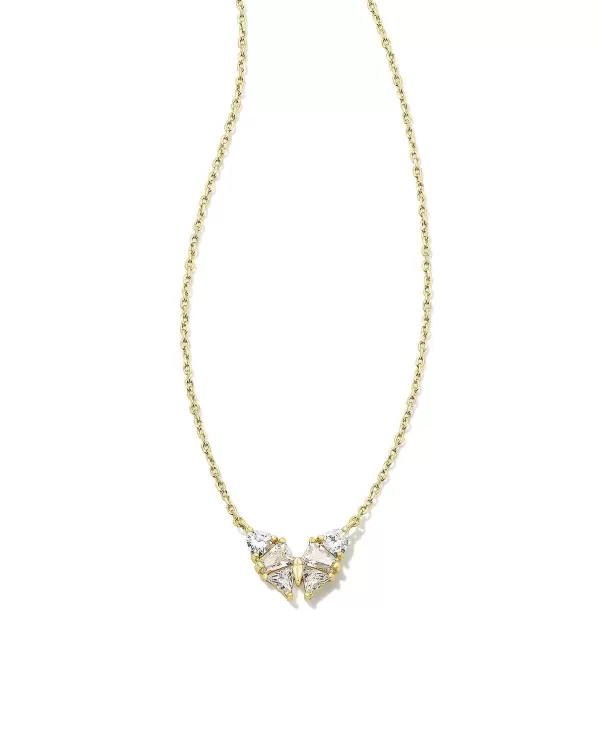 Blair Gold Butterfly Small Short Pendant Necklace In White Crystal^Kendra Scott Shop