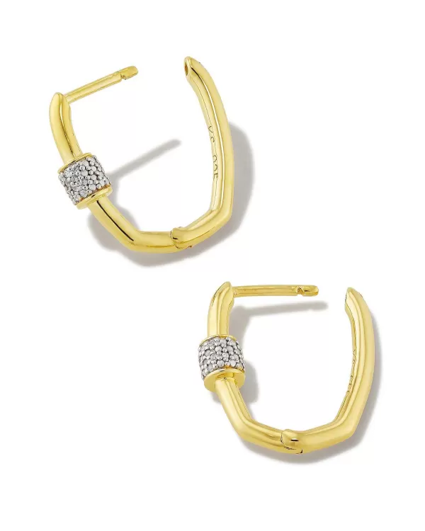 Bristol 18K Gold Vermeil Huggie Earrings In White Sapphire^Kendra Scott New