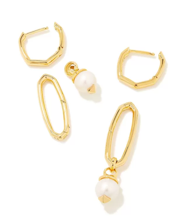 Brooklyn Convertible Pearl 18K Gold Vermeil Charm Earrings In White Pearl^Kendra Scott Cheap