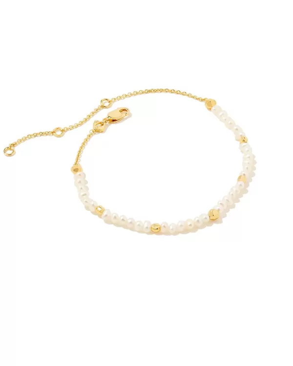 Brooklyn Pearl 18K Gold Vermeil Delicate Chain Bracelet In White Pearl^Kendra Scott Flash Sale