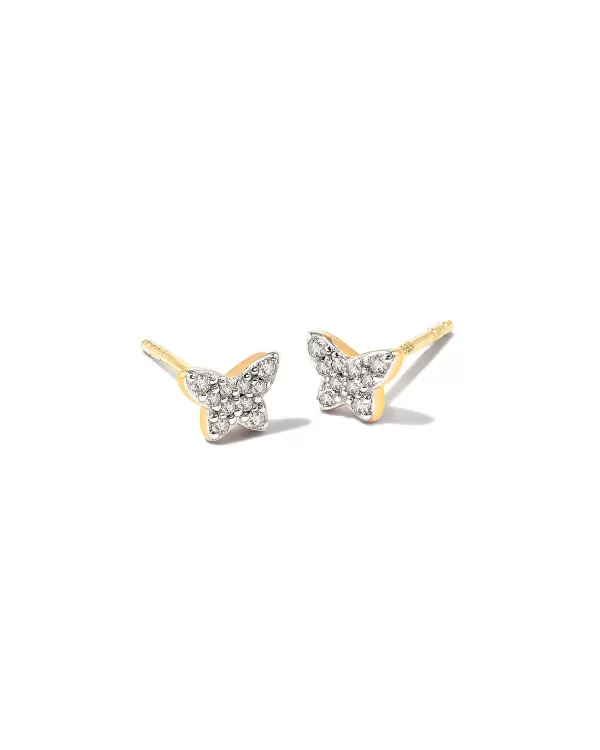 Butterfly 14K Yellow Gold Stud Earrings In White Diamond^Kendra Scott Best