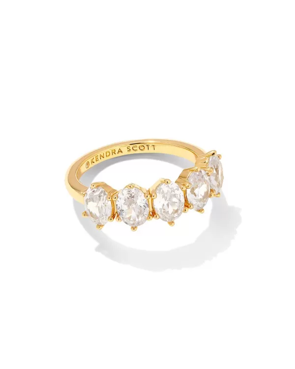 Cailin Gold Crystal Band Ring In White Crystal^Kendra Scott Clearance