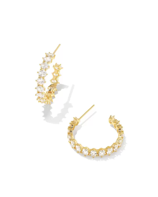 Cailin Gold Crystal Hoop Earrings In White Crystal^Kendra Scott Shop