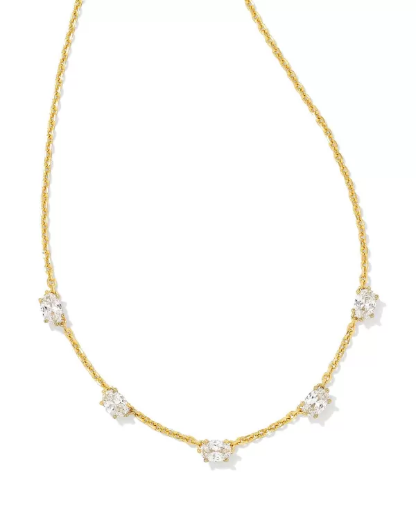 Cailin Gold Crystal Strand Necklace In White Crystal^Kendra Scott New