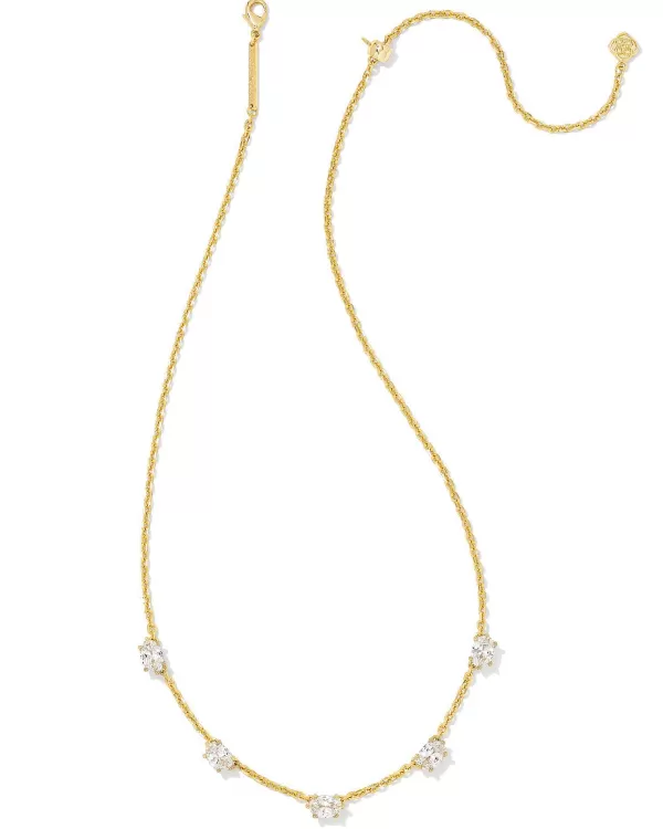 Cailin Gold Crystal Strand Necklace In White Crystal^Kendra Scott New