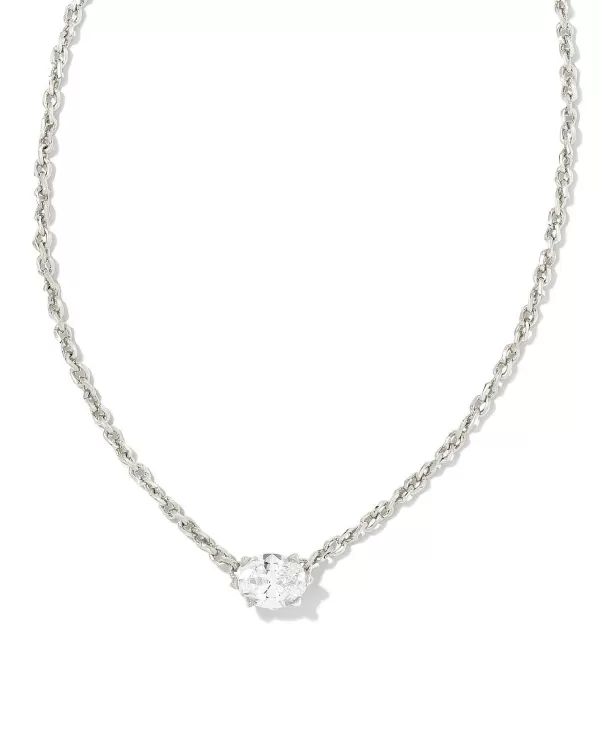 Cailin Silver Pendant Necklace In White Crystal^Kendra Scott Cheap