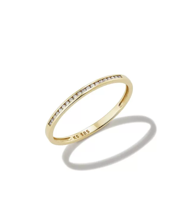 Carey 14K Yellow Gold Band Ring In White Diamond^Kendra Scott Best