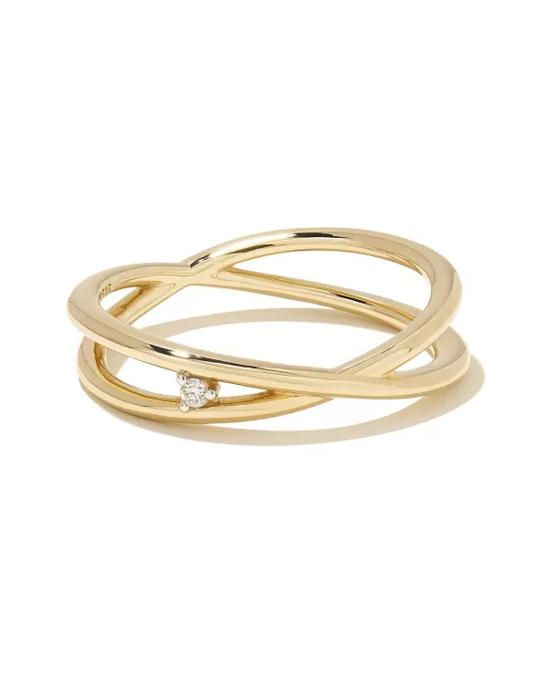 Caroline 14K Yellow Gold Band Ring In White Diamond^Kendra Scott Cheap