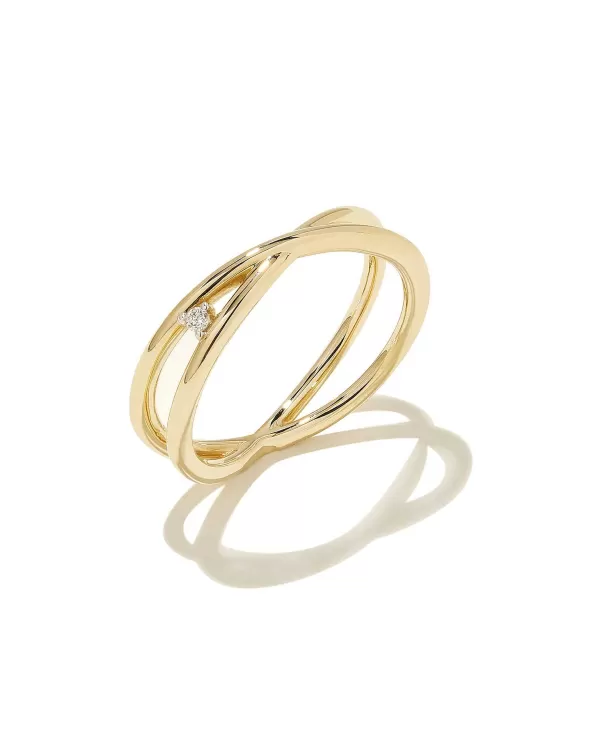 Caroline 14K Yellow Gold Band Ring In White Diamond^Kendra Scott Cheap